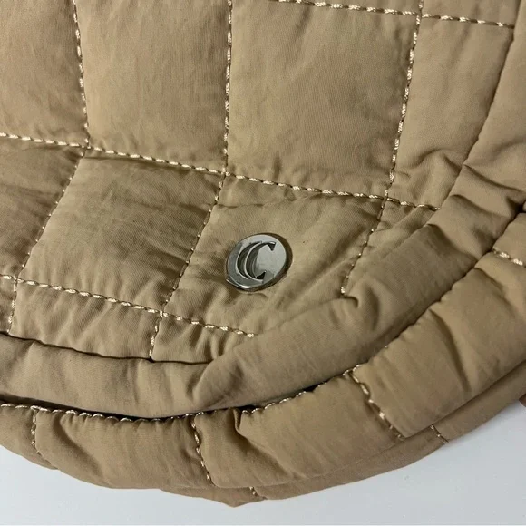 Tan Quilted Pickleball Puffer Sling Bag One Strap Shoulder Backpack - Picture 5 of 10